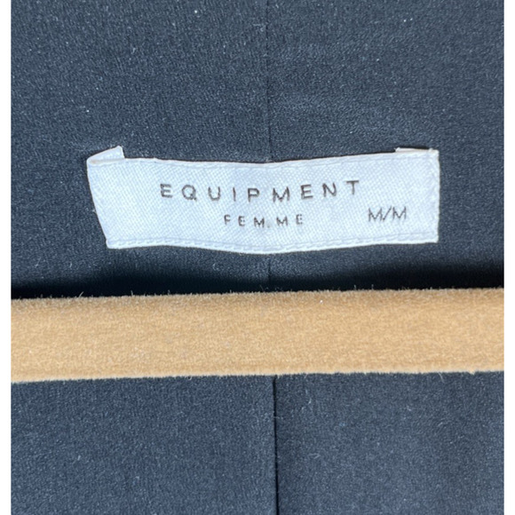 Equipment Femme 100% Silk Black Blazer Womens Size Medium Back Slit Shoulder Pad - Picture 9 of 10